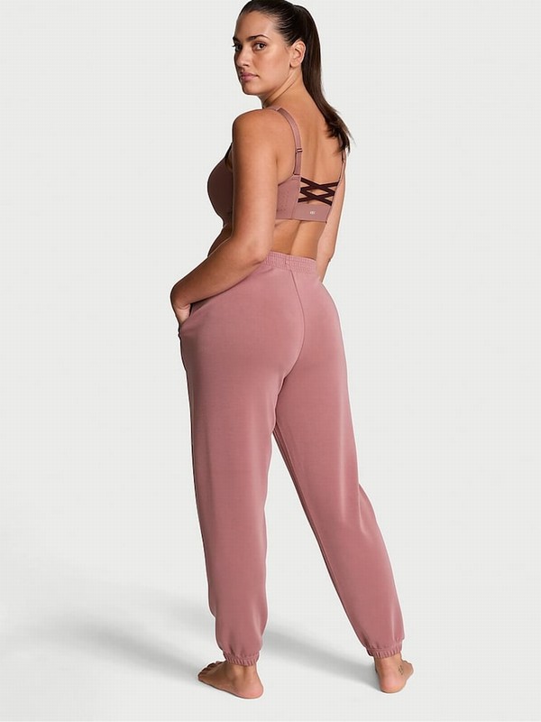 Rose / Pink Victoria Secret Vintage Cuffed VSX Featherweight Knit Joggers | GULYK3582