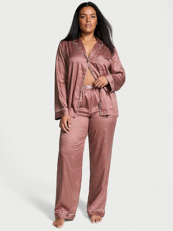 Rose / Pink Victoria Secret Vintage Dew Drop Jaquard Long Nightwear | LIOCH3692