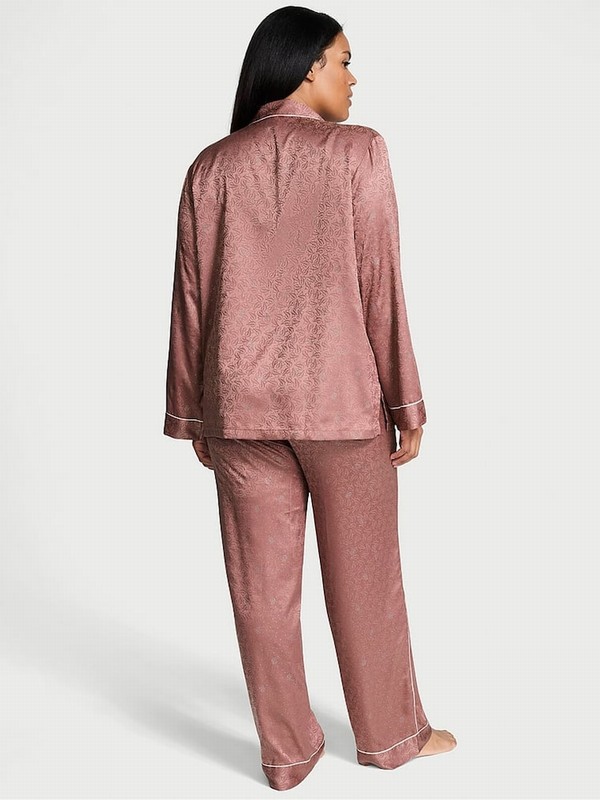 Rose / Pink Victoria Secret Vintage Dew Drop Jaquard Long Nightwear | LIOCH3692