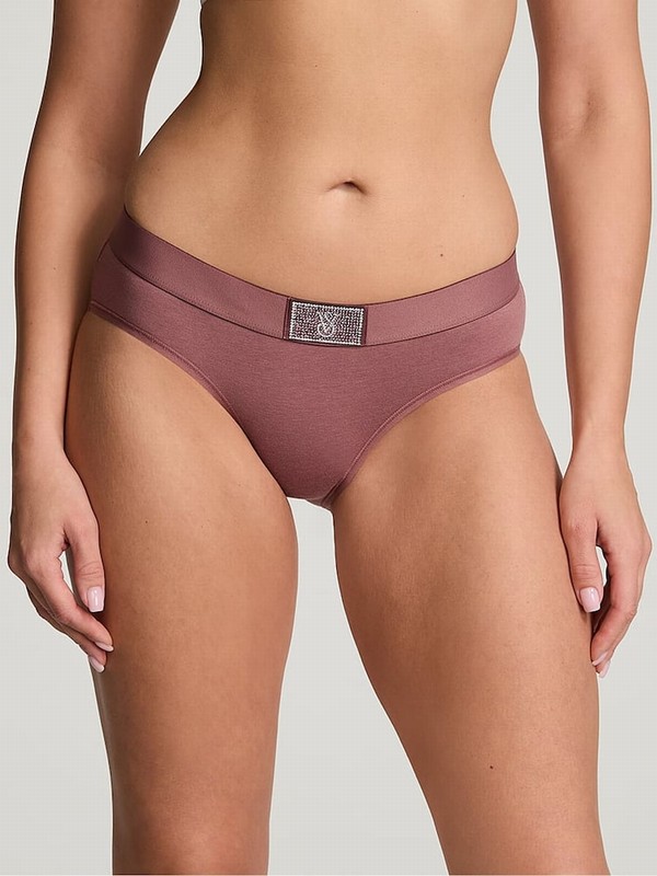 Rose / Pink Victoria Secret Vintage Hipster Logo Shine Patch Underwear | QUXTA5489