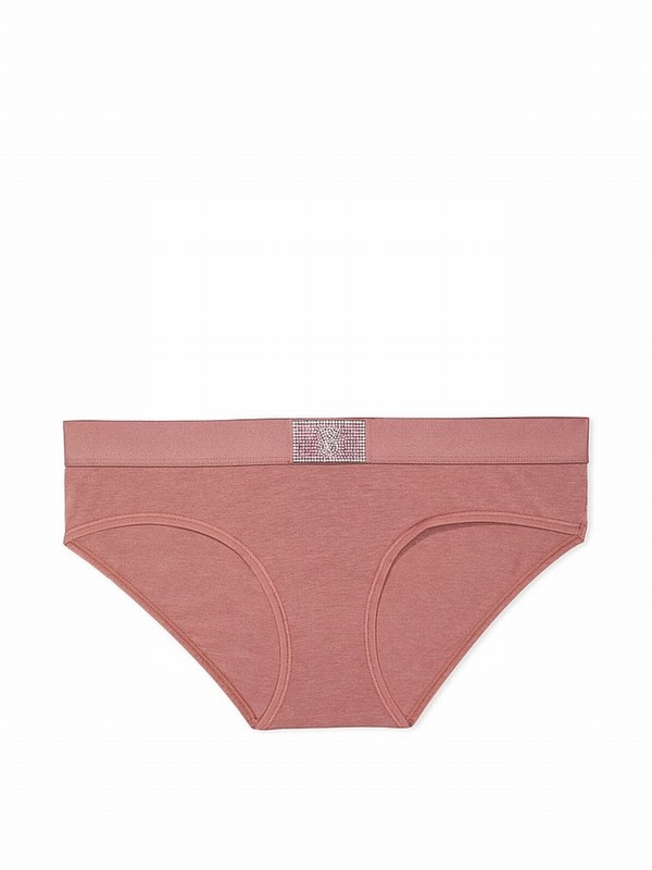 Rose / Pink Victoria Secret Vintage Hipster Logo Shine Patch Underwear | QUXTA5489