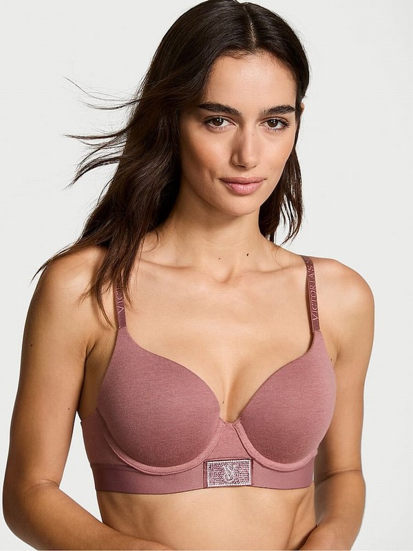 Rose / Pink Victoria Secret Vintage Push Up Shine Patch Bras | QYOPR6157