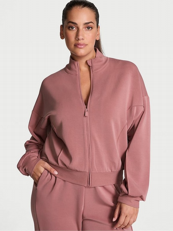 Rose / Pink Victoria Secret Vintage VSX Featherweight Knit Full Zip Jackets | HEPBG5817