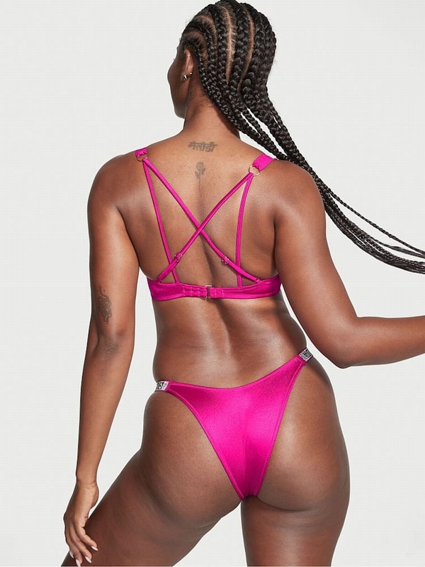 Rose / Pink Victoria Secret Wicked Add 2 Cups Push Up Shine Strap Bikini Top | ZKTOJ6425
