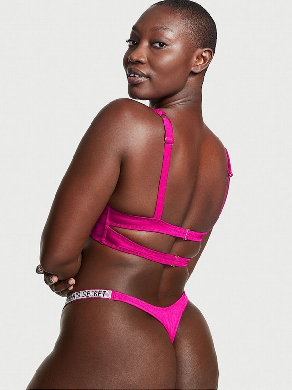 Rose / Pink Victoria Secret Wicked Longline Shine Strap Bikini Top | NJBKZ1783