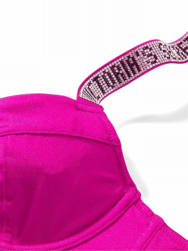Rose / Pink Victoria Secret Wicked Longline Shine Strap Bikini Top | NJBKZ1783