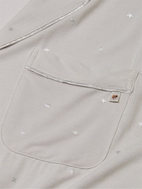 Silver / Grey Victoria Secret Pearl Foil Stars Modal Nightwear | TJOFL1325