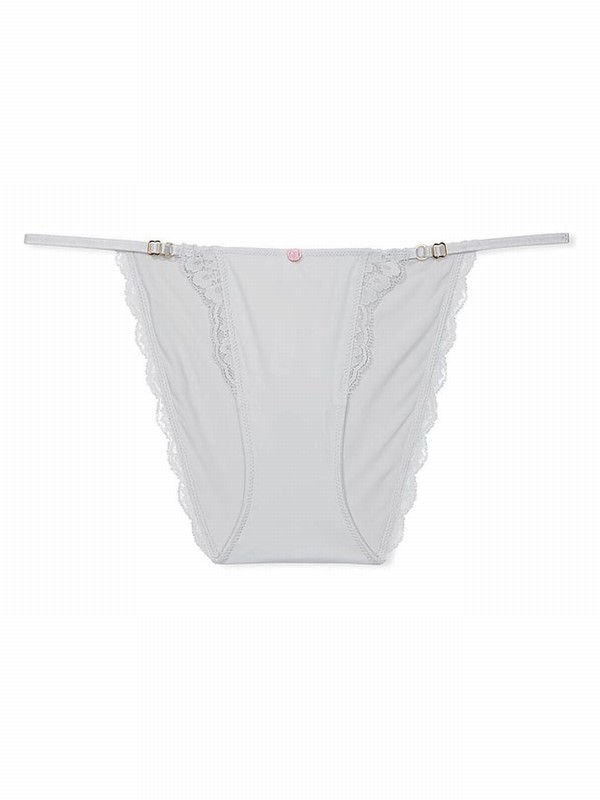 Silver / Grey Victoria Secret Pearl Lace Trim Bikini Underwear | GWVPZ0345