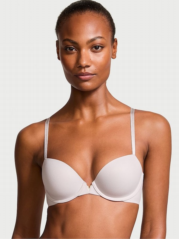 Silver / Grey Victoria Secret Pearl Lightly Lined Demi Smooth Bras | RNGFV0317