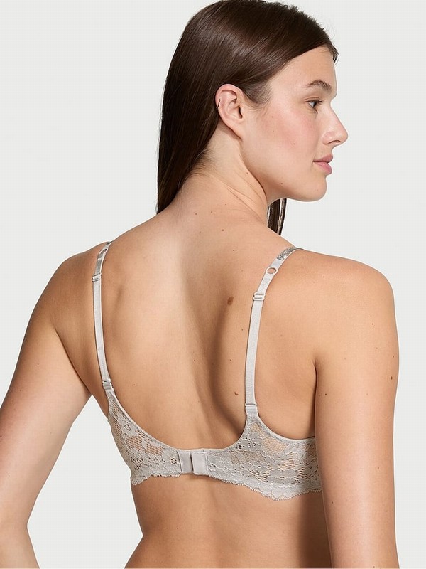 Silver / Grey Victoria Secret Pearl Lightly Lined Demi Twinkle Shine Strap Bras | WDGAC7032