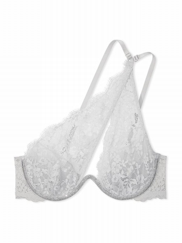 Silver / Grey Victoria Secret Pearl One Shoulder Monowire Twinkle Shine Strap Bras | XROUZ2368