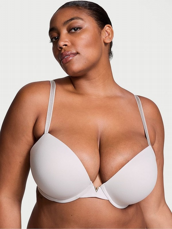Silver / Grey Victoria Secret Pearl Push Up Smooth Bras | AXNHI6724