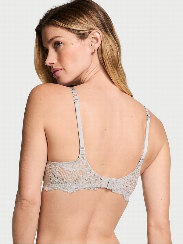 Silver / Grey Victoria Secret Pearl Push Up Twinkle Shine Strap Bras | IOSKB6374