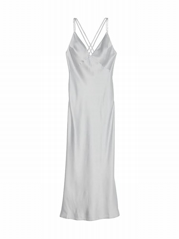 Silver / Grey Victoria Secret Pearl Twinkle Shine Strap Satin Slip Lingerie | IRFXS9173