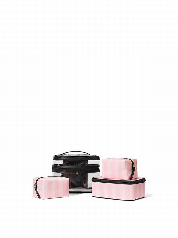 Stripes / Pink Victoria Secret Iconic 4 in 1 Makeup Bag | QFNVW5703