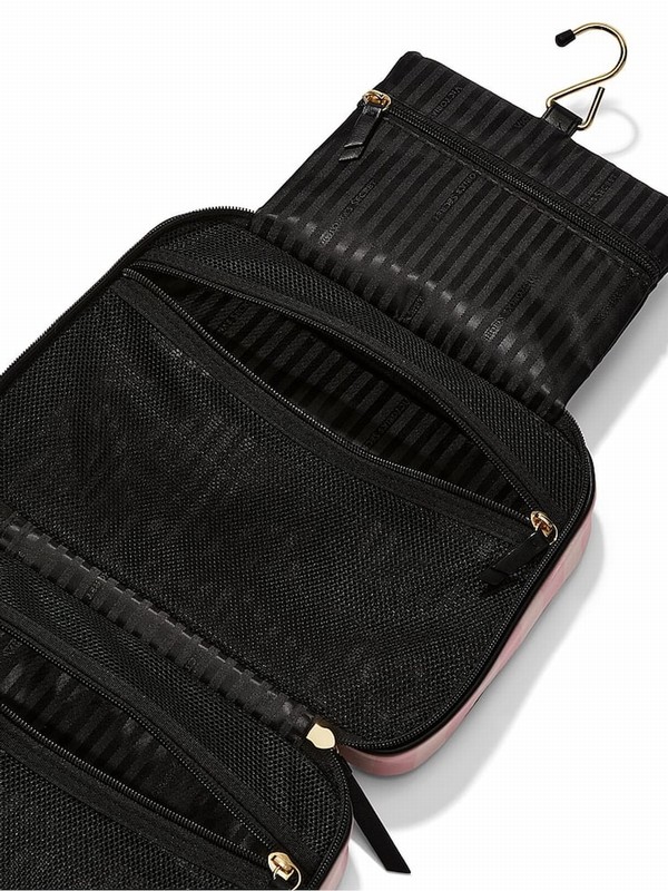 Stripes / Pink Victoria Secret Iconic Jetsetter Hanging Makeup Bag | DNSWH6492