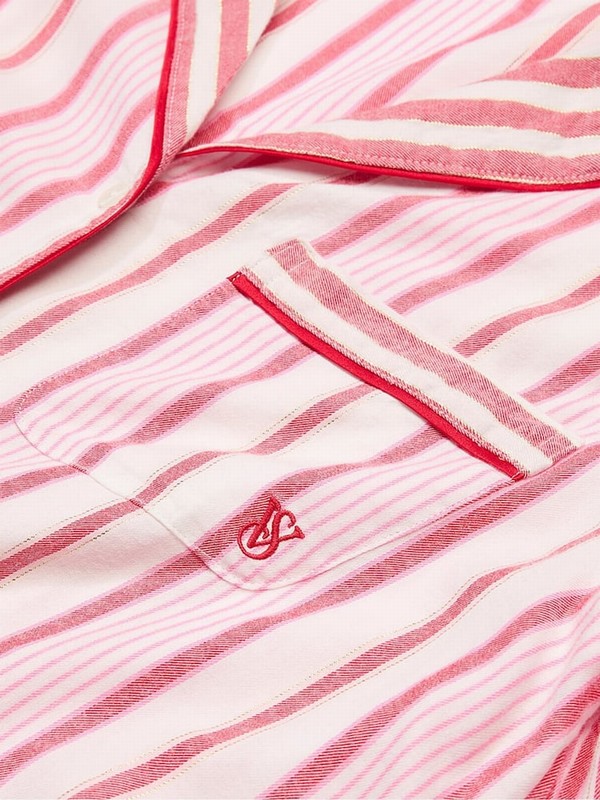 Stripes / Red Victoria Secret Candy Cane Flannel Long Nightwear | WJMIB3012