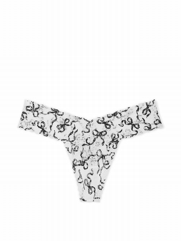 White Victoria Secret Bows Thong Underwear | LUBVA9860