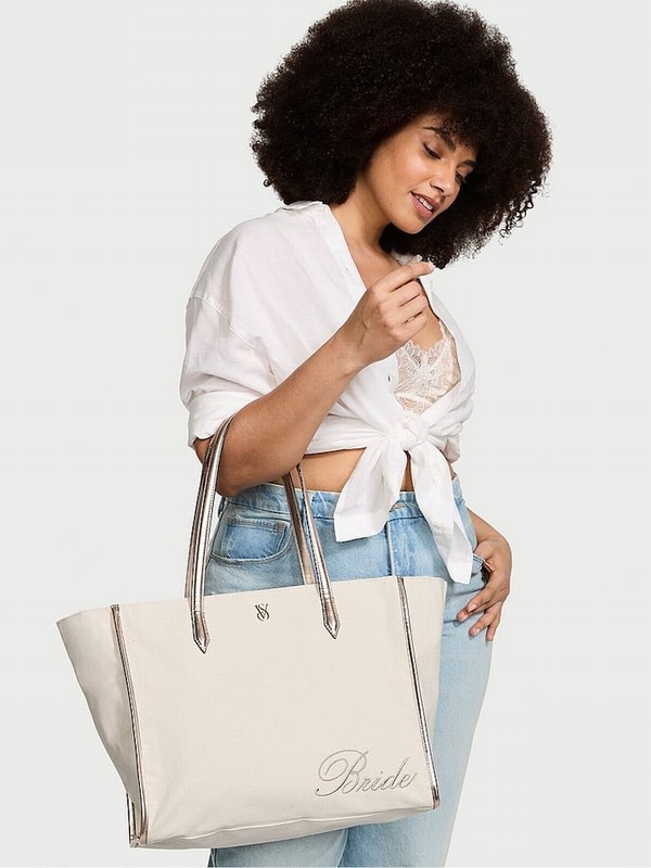 White Victoria Secret Bridal Ivory Tote Bags | WMHBA4152