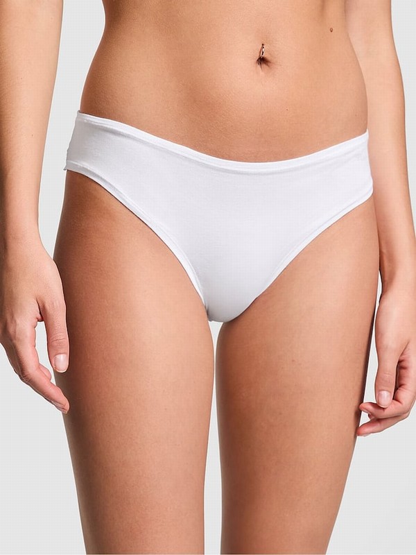 White Victoria Secret Cheeky Cotton Cheeky Underwear | YHWLV0859