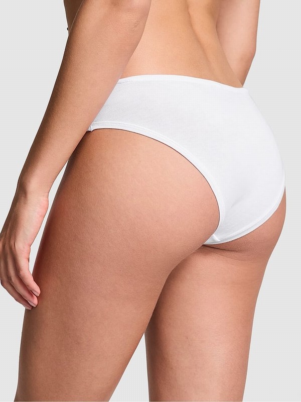 White Victoria Secret Cheeky Cotton Cheeky Underwear | YHWLV0859