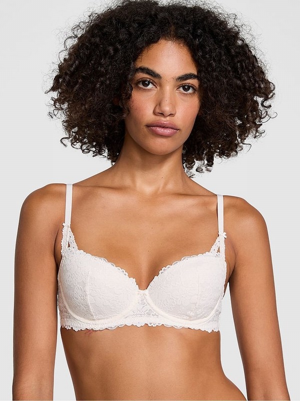 White Victoria Secret Coconut Balcony Lace Bras | EUWVO8156