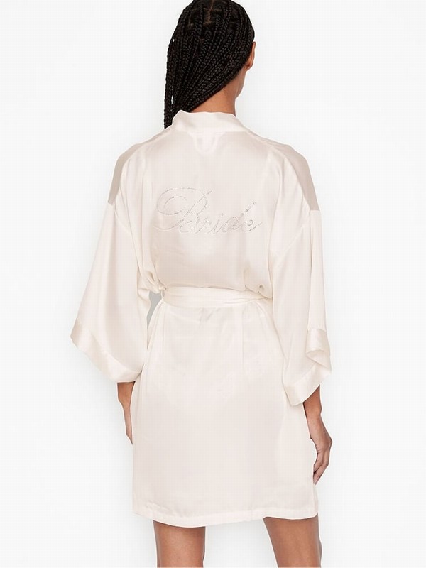 White Victoria Secret Coconut Bride Embellished Robe Nightwear | EOQHK3270