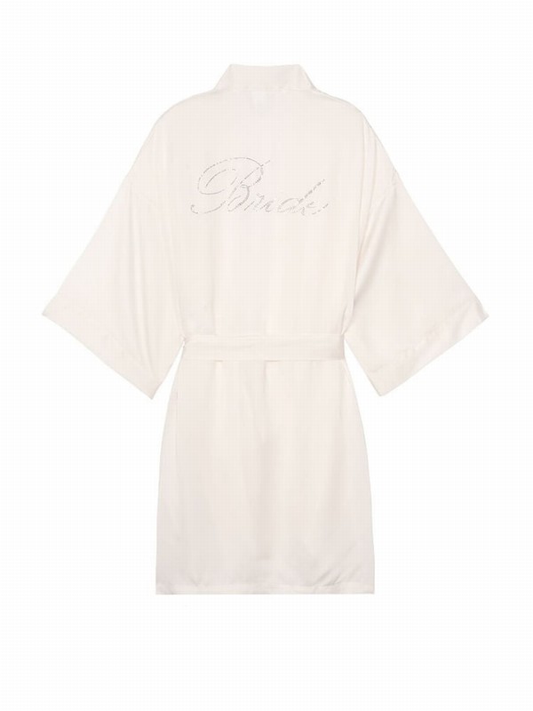 White Victoria Secret Coconut Bride Embellished Robe Nightwear | EOQHK3270