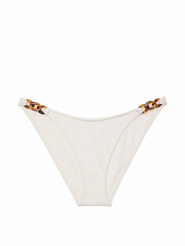 White Victoria Secret Coconut Cheeky Chain Bikini Bottom | XRCMH2165