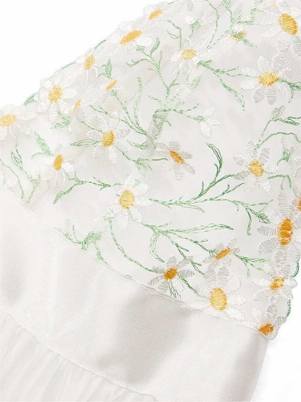 White Victoria Secret Coconut Daisy Chain Embroidery Pleated Babydoll Set Lingerie | HLUJF2601