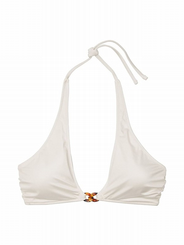 White Victoria Secret Coconut Halter Chain Bikini Top | JNLDB0756