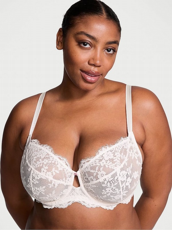 White Victoria Secret Coconut Lace Full Cup Bras | NLHYC0364