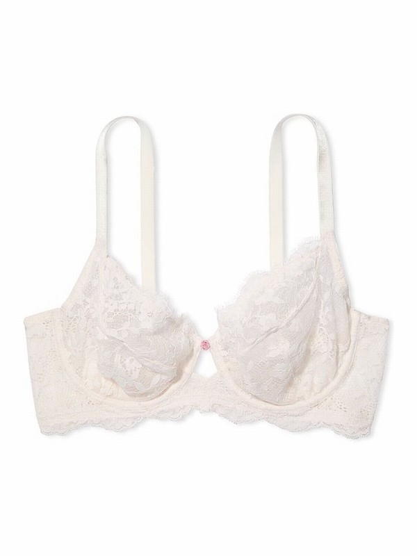 White Victoria Secret Coconut Lace Full Cup Bras | NLHYC0364