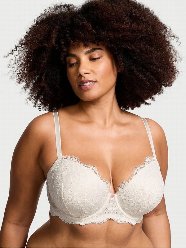 White Victoria Secret Coconut Lace Lightly Lined Demi Bras | EVOTS4318