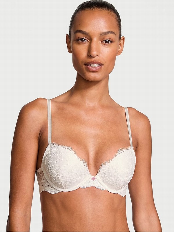 White Victoria Secret Coconut Lace Push Up Bras | EWPIK6534