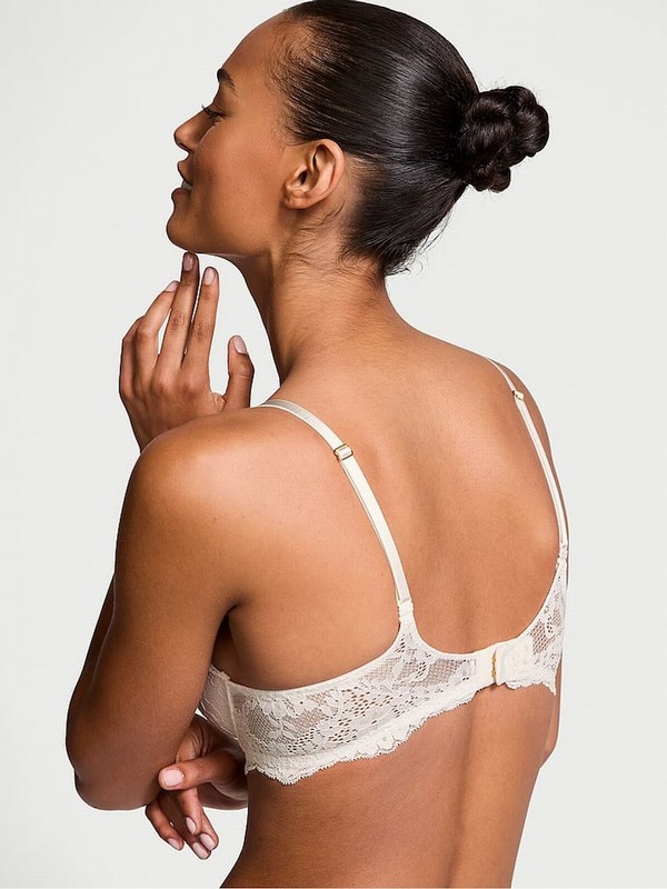 White Victoria Secret Coconut Lace Push Up Bras | EWPIK6534