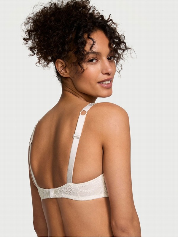 White Victoria Secret Coconut Lace Shine Straplette Bras | OTGBM3710