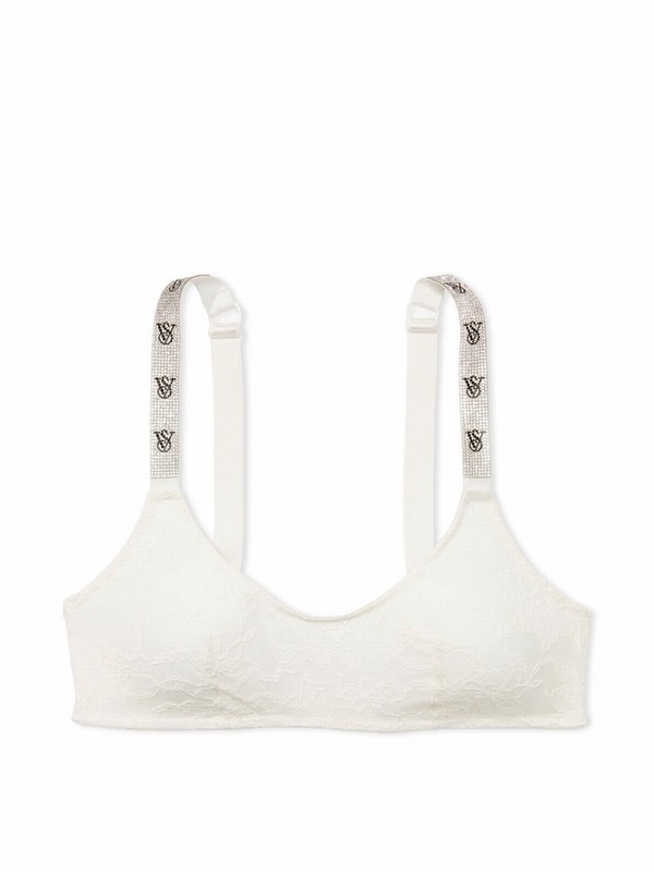 White Victoria Secret Coconut Lace Shine Straplette Bras | OTGBM3710