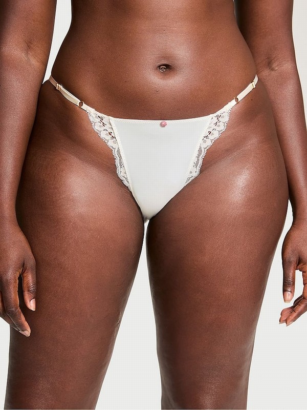 White Victoria Secret Coconut Lace Trim Bikini Underwear | LAGDP2059