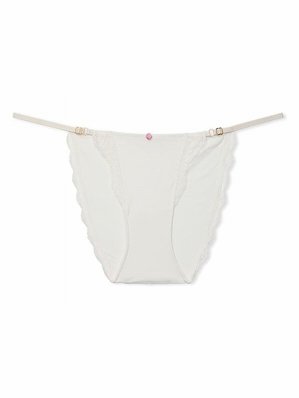 White Victoria Secret Coconut Lace Trim Bikini Underwear | LAGDP2059