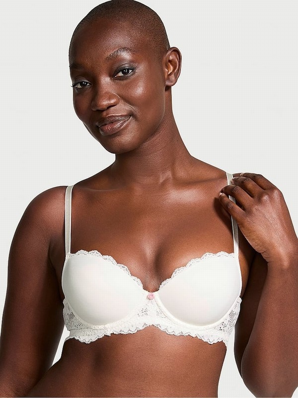 White Victoria Secret Coconut Lightly Lined Demi Bras | MZIHC5378