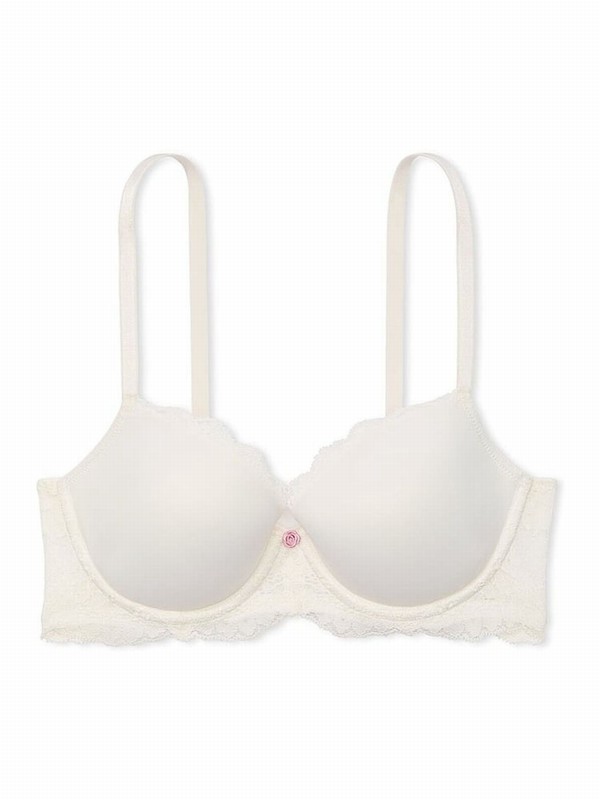 White Victoria Secret Coconut Lightly Lined Demi Bras | MZIHC5378