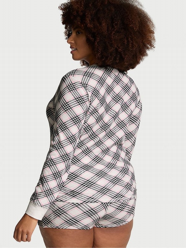 White Victoria Secret Coconut Lovely Plaid Thermal Nightwear | CRWAZ2307