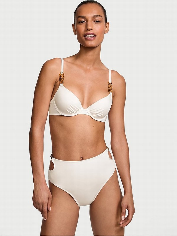 White Victoria Secret Coconut Push Up Chain Bikini Top | LJGRH0781