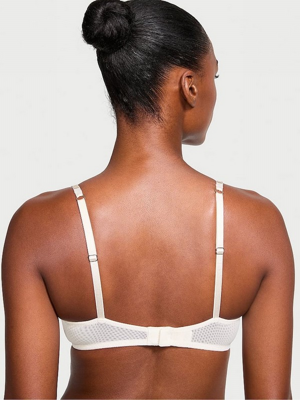 White Victoria Secret Coconut Sheer Shine Low Cut Demi Bras | GNKAB1879