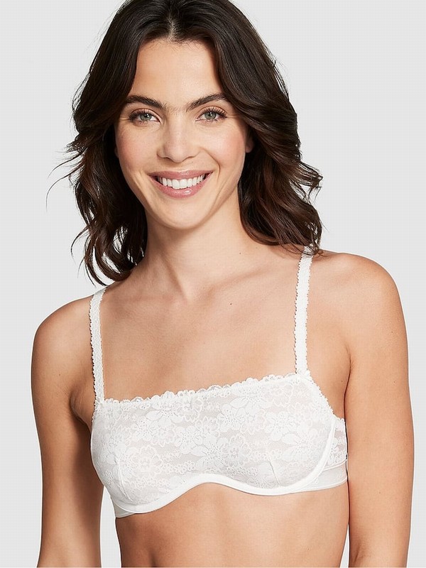 White Victoria Secret Coconut Unlined Demi Lace Bras | LHGFX3510
