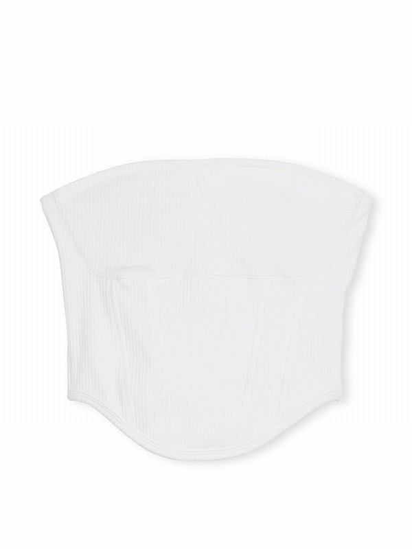 White Victoria Secret Cotton Strapless Corset Top Lingerie | DXLQT0632