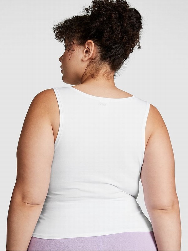 White Victoria Secret Cotton Tops | HXAJM5749