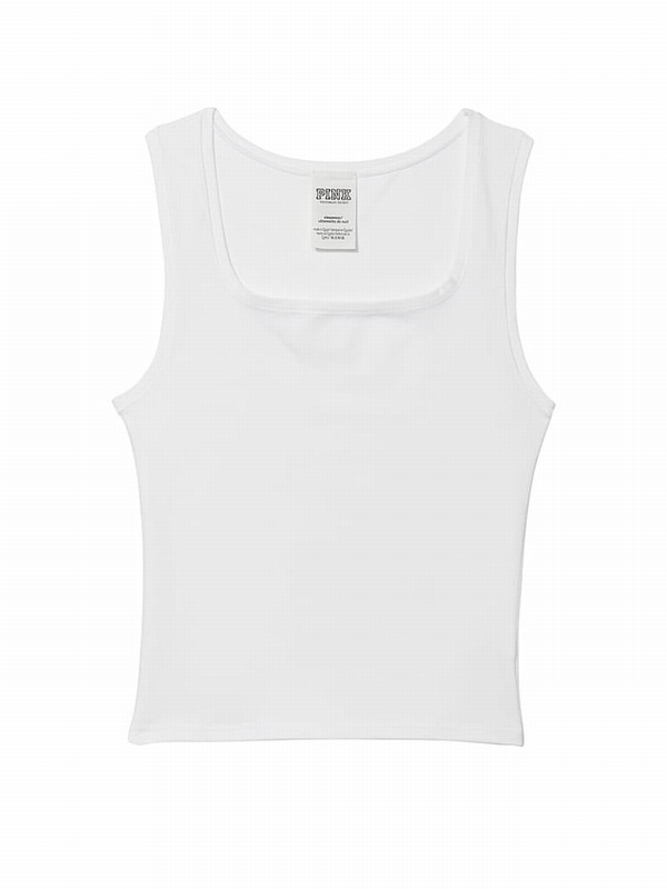 White Victoria Secret Cotton Tops | HXAJM5749