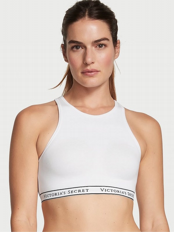 White Victoria Secret Cottonlette Low Impact Sports Bra | XFAVL8156
